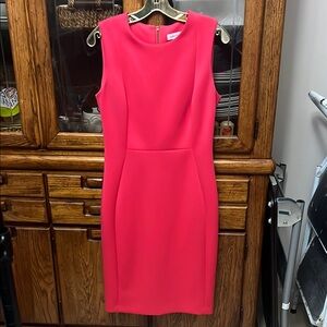 Calvin Klein Orange Pink Sheath Midi Dress Cocktail